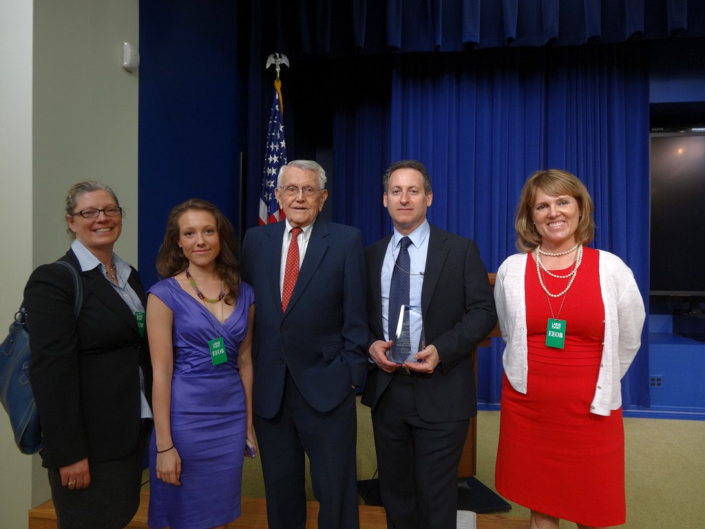 From left to right: Meg Grabb (NIMH SBIR Program Officer), Sophie Glaser, Roland Tibbetts, Jack Glaser, Cait Glaser